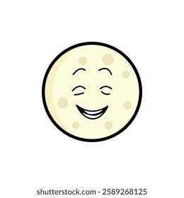 Moon clipart, facial expression moon clipart, yellow moon with facial expression and black outline.