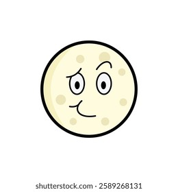 Moon clipart, facial expression moon clipart, yellow moon with facial expression and black outline.