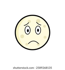 Moon clipart, facial expression moon clipart, yellow moon with facial expression and black outline.