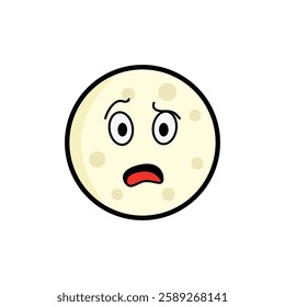 Moon clipart, facial expression moon clipart, yellow moon with facial expression and black outline.