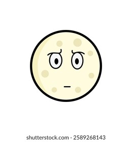 Moon clipart, facial expression moon clipart, yellow moon with facial expression and black outline.