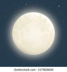 The moon is closeup in the sky, the stars. Vector illustration.
