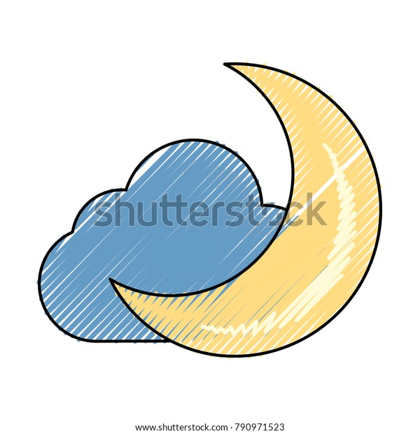 Moon and cloud\
cartoon