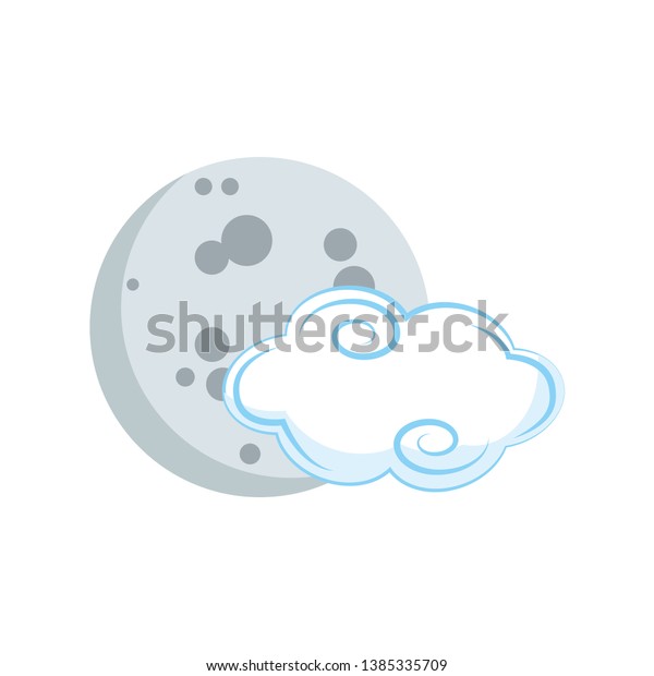 Moon and cloud cartoon isolated vector\
digital image\
illustration