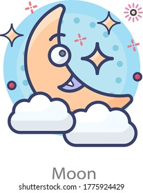 Mond mit Wolke, die die Nachtzeit abbildet 