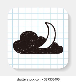 moon and cloud doodle drawing