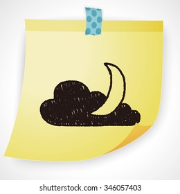 moon and cloud doodle drawing