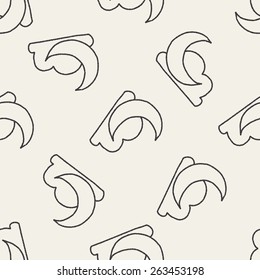 moon and cloud doodle drawing seamless pattern background