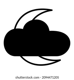 Moon And Cloud Flat Icon Isolated On White Background