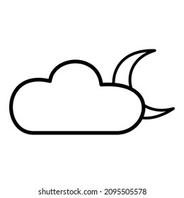 Moon And Cloud Flat Icon Isolated On White Background