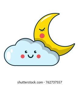 Moon and cloud icon. Cartoon illustration of moon and cloud vector icon for web