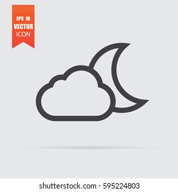 Moon and cloud icon in flat style isolated on grey background. For your design, logo. Vector illustration.