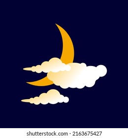 Moon with cloud icon illustration template