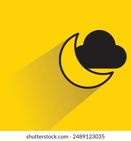moon and cloud icon with shadow on yellow background
