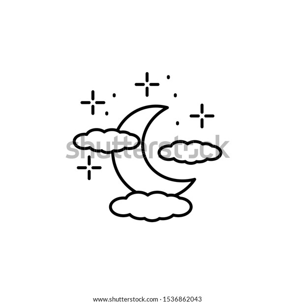 Moon, cloud icon.\
Simple line, outline vector of horror icons for ui and ux, website\
or mobile application