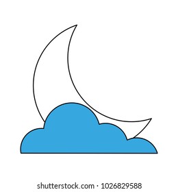 Moon with cloud icon vector illustration graphic design