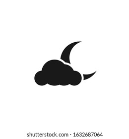 moon and cloud icon, vector illustration isolated on white background.