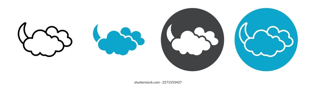 moon and cloud icon Vector illustration in black