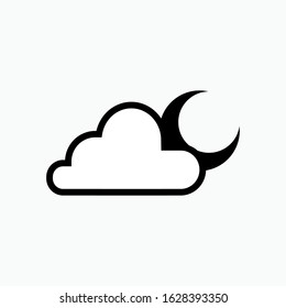 Moon and Cloud Icon. Weather Element Illustration As A Simple Vector Sign & Trendy Symbol for Design and Websites, Presentation or Apps Element.