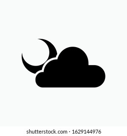 Moon and Cloud Icon. Weather Element Illustration As A Simple Vector Sign & Trendy Symbol for Design and Websites, Presentation or Apps Element.