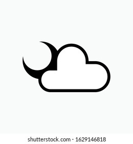 Moon and Cloud Icon. Weather Element Illustration As A Simple Vector Sign & Trendy Symbol for Design and Websites, Presentation or Apps Element.
