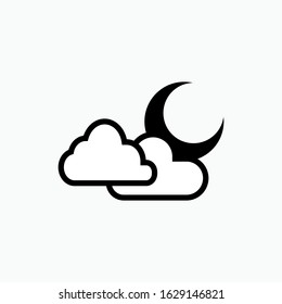 Moon and Cloud Icon. Weather Element Illustration As A Simple Vector Sign & Trendy Symbol for Design and Websites, Presentation or Apps Element.