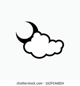 Moon and Cloud Icon. Weather Element Illustration As A Simple Vector Sign & Trendy Symbol for Design and Websites, Presentation or Apps Element.