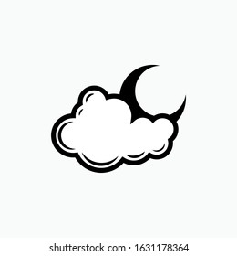 Moon and Cloud Icon. Weather Element Illustration As A Simple Vector Sign & Trendy Symbol for Design and Websites, Presentation or Apps Element.