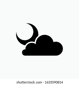 Moon and Cloud Icon. Weather Element Illustration As A Simple Vector Sign & Trendy Symbol for Design and Websites, Presentation or Apps Element.