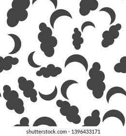 Moon and cloud icon. Weather forecast. Vector Moon and cloud seamless pattern on a white background. Layers grouped for easy editing illustration. For your design.