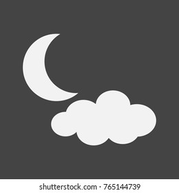 Moon and cloud icon. Weather forecast. Vector Moon and cloud icon illustration