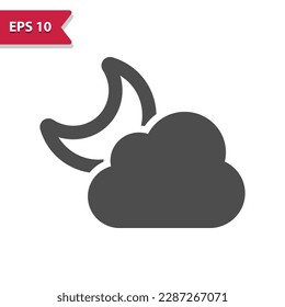 Moon And Cloud Icon - Weather, Night, Cloudy. Professional, pixel perfect icon, EPS 10 format.