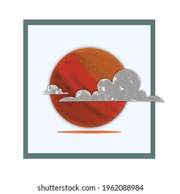 Moon and cloud illustration for poster image. simple illustration.
