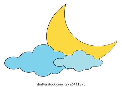Lua e nuvem isoladas sobre fundo branco