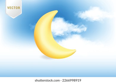 moon and cloud isolated white background