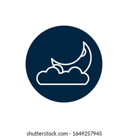 Moon and cloud line block style icon of Space futuristic cosmos outside universe astronomy adventure and exploration theme Vector illustration