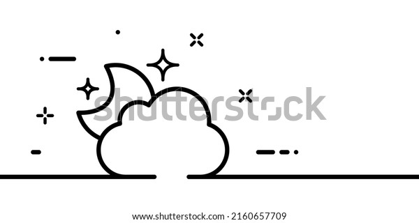 Moon and cloud line icon.\
Astrology, cloudy, stars, night, sky, nature, celestial bodies.\
Weather concept. One line style. Vector line icon for Business and\
Advertising.
