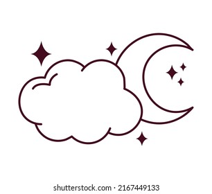 moon and cloud minimalist tattoo over white