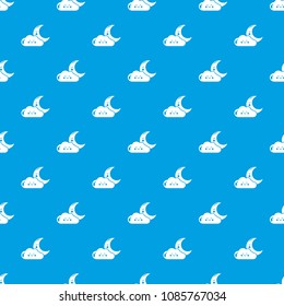 Moon and cloud pattern vector seamless blue repeat for any use