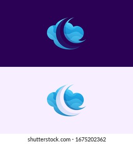 Moon Cloud Premium Logo Vector