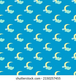 Moon cloud seamless pattern vector 
