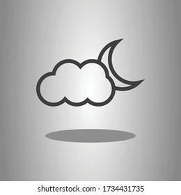 Moon cloud simple icon. Flat desing