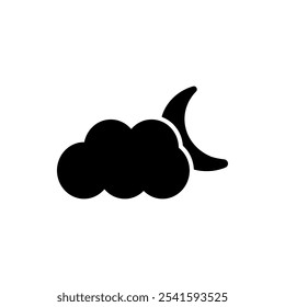 Moon cloud simple icon. Flat design. White background.ai