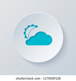 moon and cloud. simple silhouette. Cut circle with gray and blue layers. Paper style