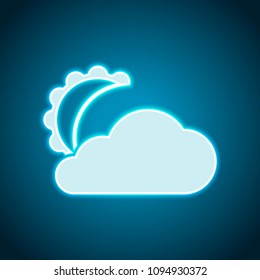 moon and cloud. simple silhouette. Neon style. Light decoration icon. Bright electric symbol