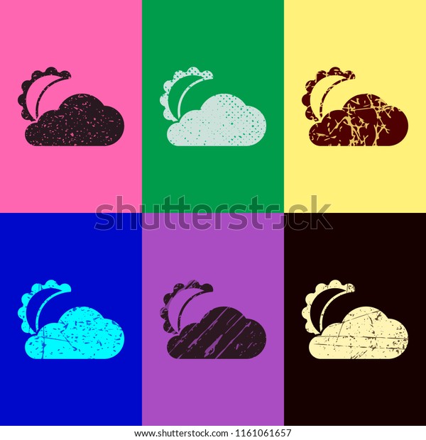 Moon Cloud Simple Silhouette Pop Art Stock Vektorgrafik