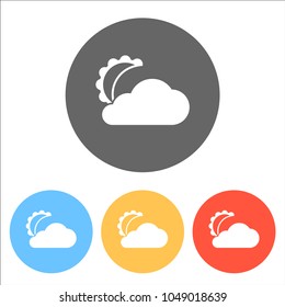 moon and cloud. simple silhouette. Set of white icons on colored