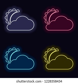 moon and cloud. simple silhouette. Set of fashion neon sign. Casino style on dark background. Seamless pattern
