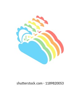 moon and cloud. simple silhouette. Stack of colorful isometric icons on white background