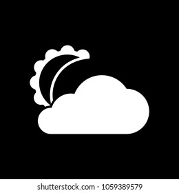 moon and cloud. simple silhouette. White icon on black background. Inversion